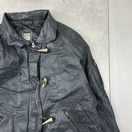 Vintage Aviator Pilot Flight Style Black Genuine Leather Bomber Jacket - M