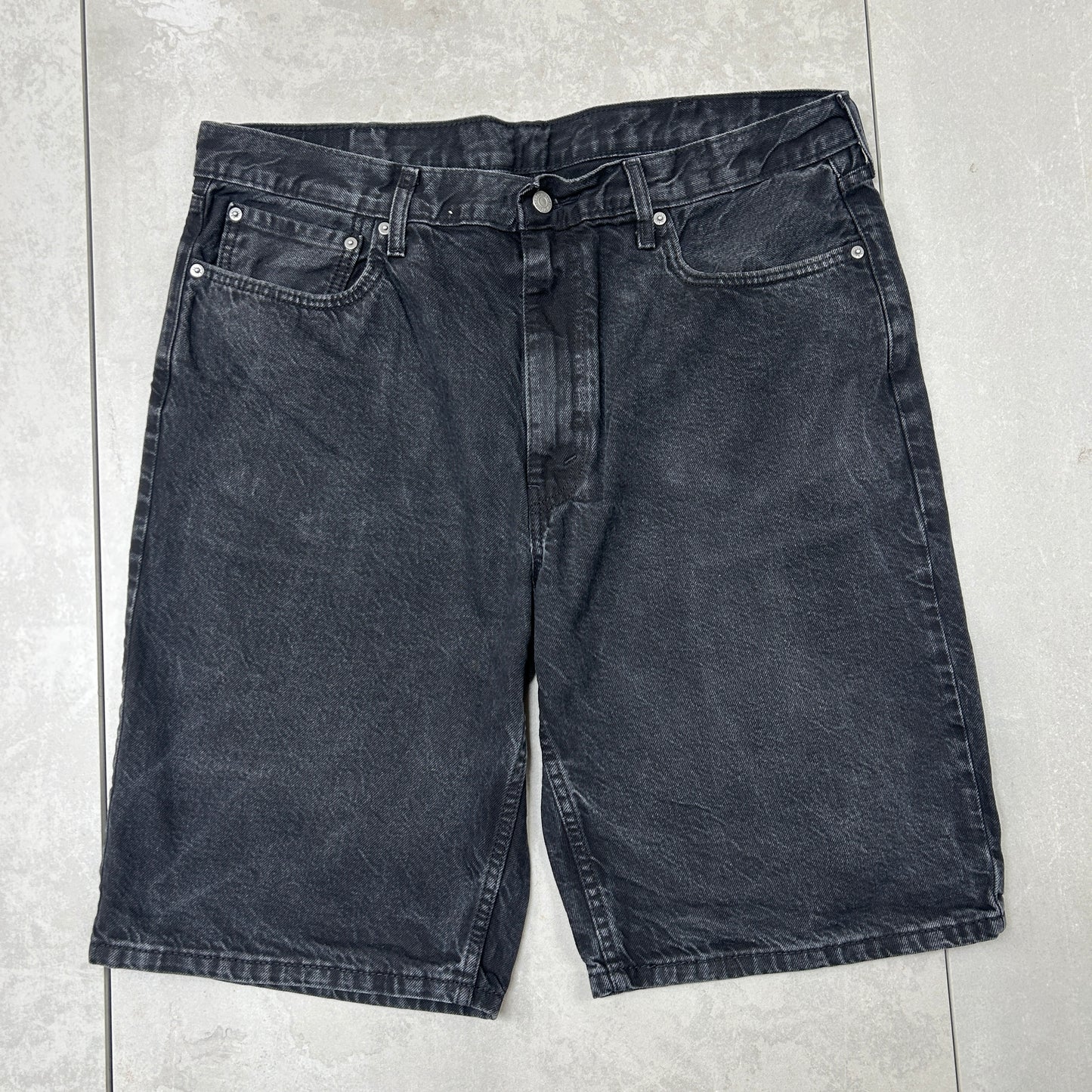 Vintage Levis 469 Black Baggy Denim Shorts - 38