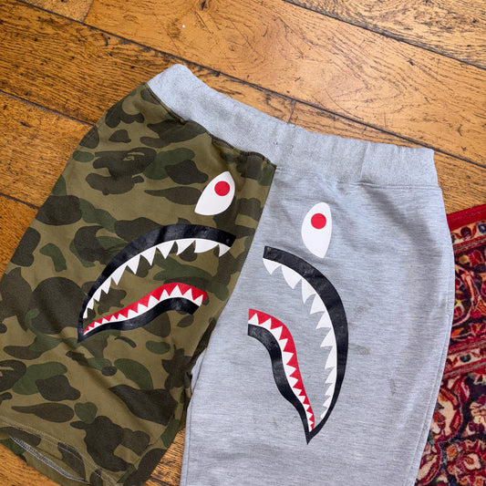 Vintage Bathing Ape Bape Grey Camo Sweat Jogger Shorts Jorts - M