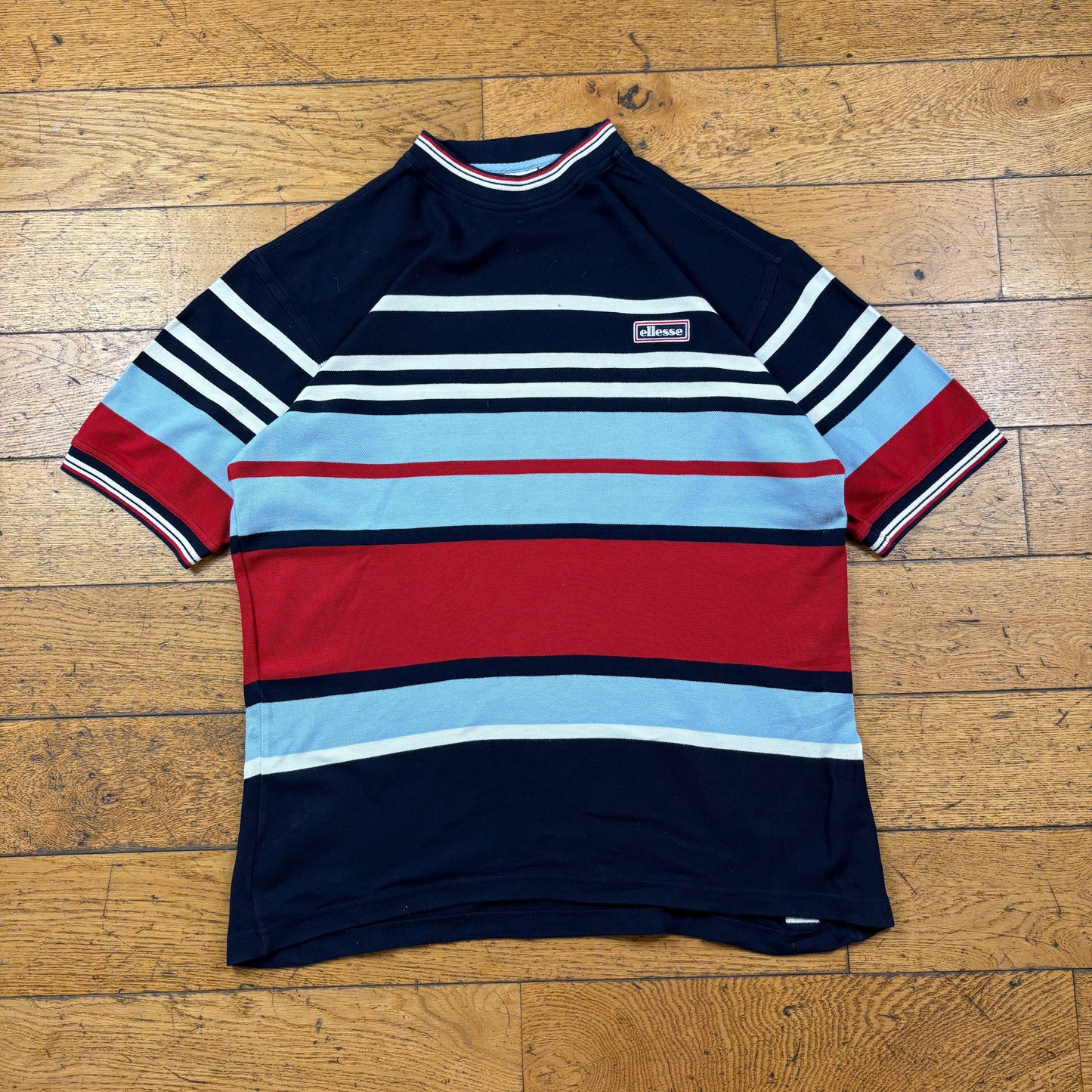 Vintage Ellesse Navy Red Stripe T-Shirt - XL