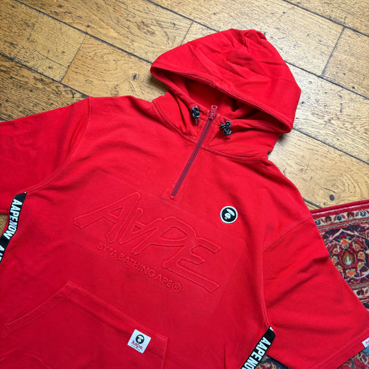 Vintage Bape Bathing Ape Red Hoodie T-Shirt Sweatshirt - XS