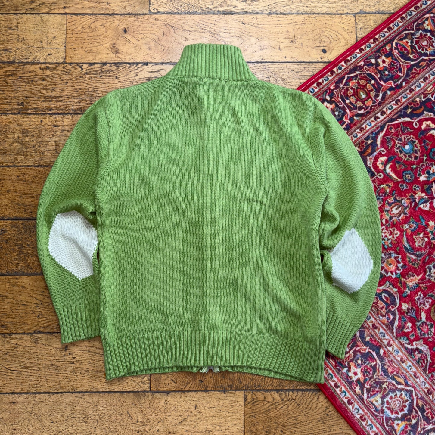 Vintage Ralph Lauren Green Zip Knit Jumper - M