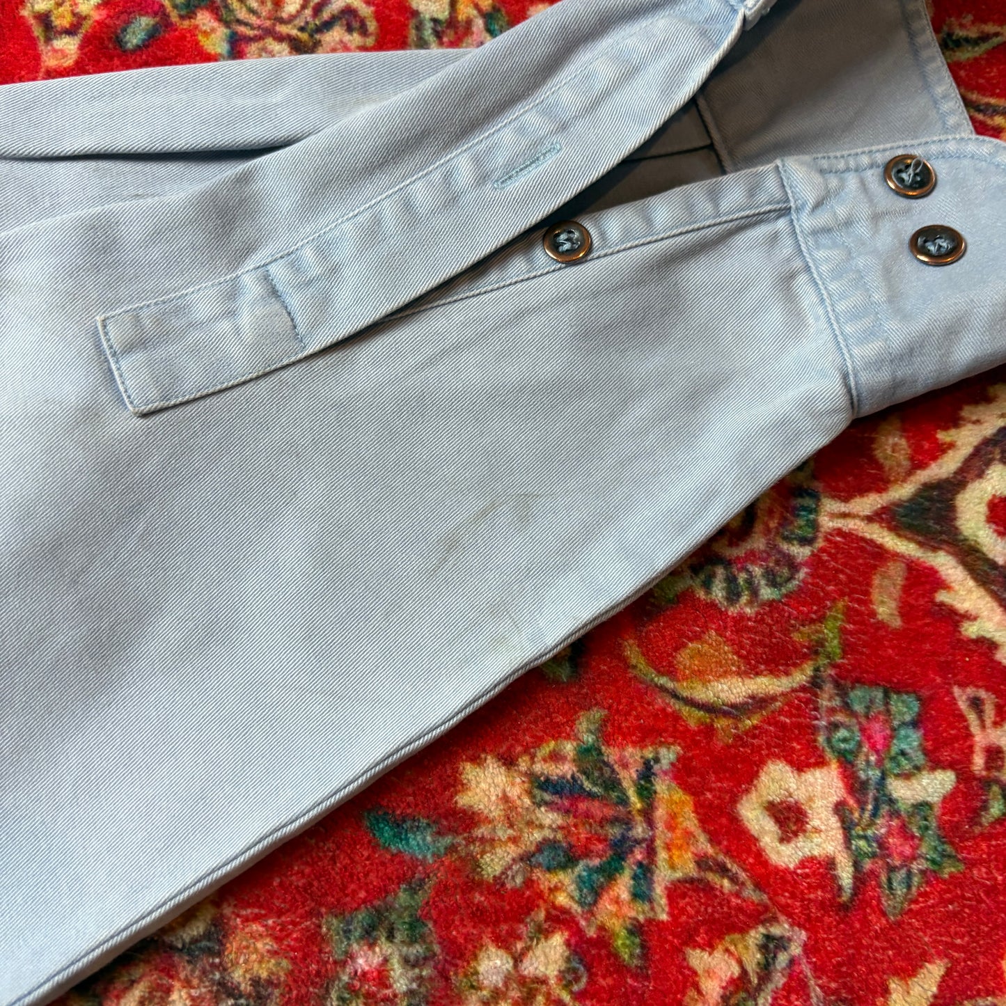 Vintage Camel Blue Boxy Embroidered Shirt - L
