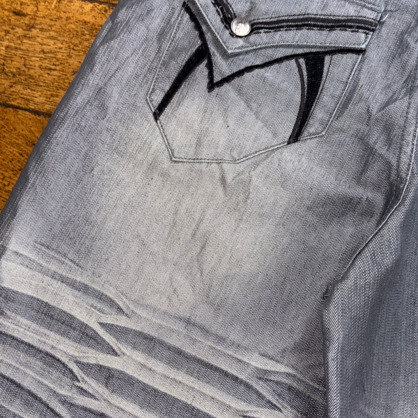 Vintage Chams Grey Embroidered Y2K Hip Hop Baggy Jeans Shorts Jorts - 40
