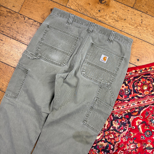 Vintage Carhartt Green Workwear Carpenter Baggy Trousers - 32