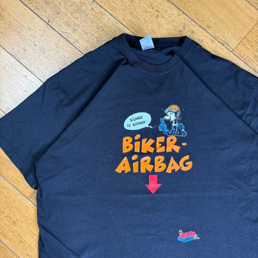 Vintage Funny Motorbike Slogan Black Graphic T-Shirt - XL