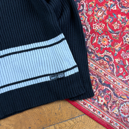 Vintage Levis Black Stripe Chunky Knit Jumper - XS