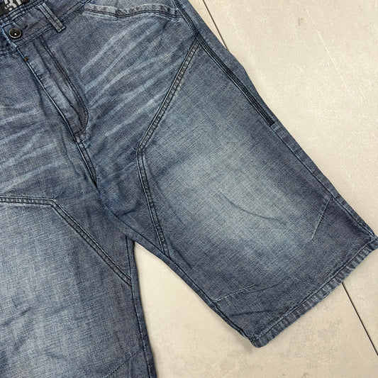 Vintage Embroidered Hip Hop Blue Shorts Jorts - 36