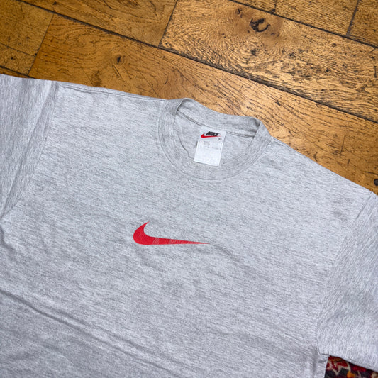Vintage Nike Grey 90s Swoosh Graphic T-Shirt - L
