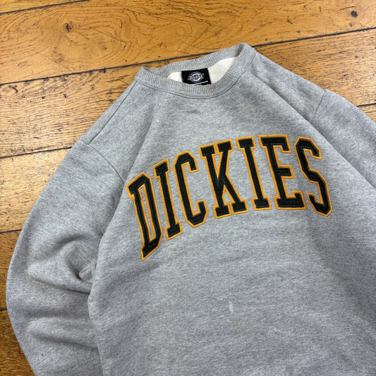 Vintage Dickies Grey Embroidered Spellout Sweatshirt - S