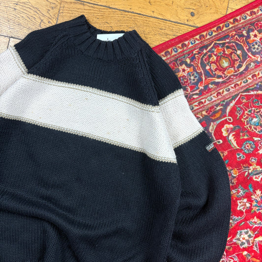 Vintage Napapijri Black Chunky Knit Jumper - S