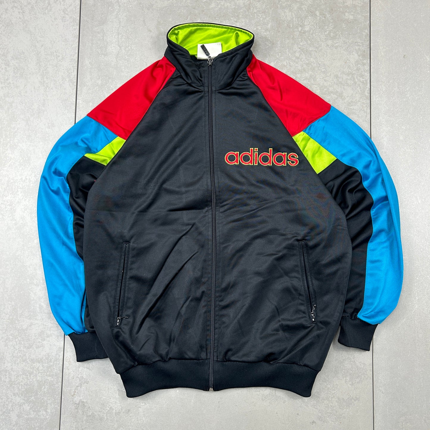 Vintage 80s Adidas Black Tracksuit Track Shell Windbreaker Jacket - M