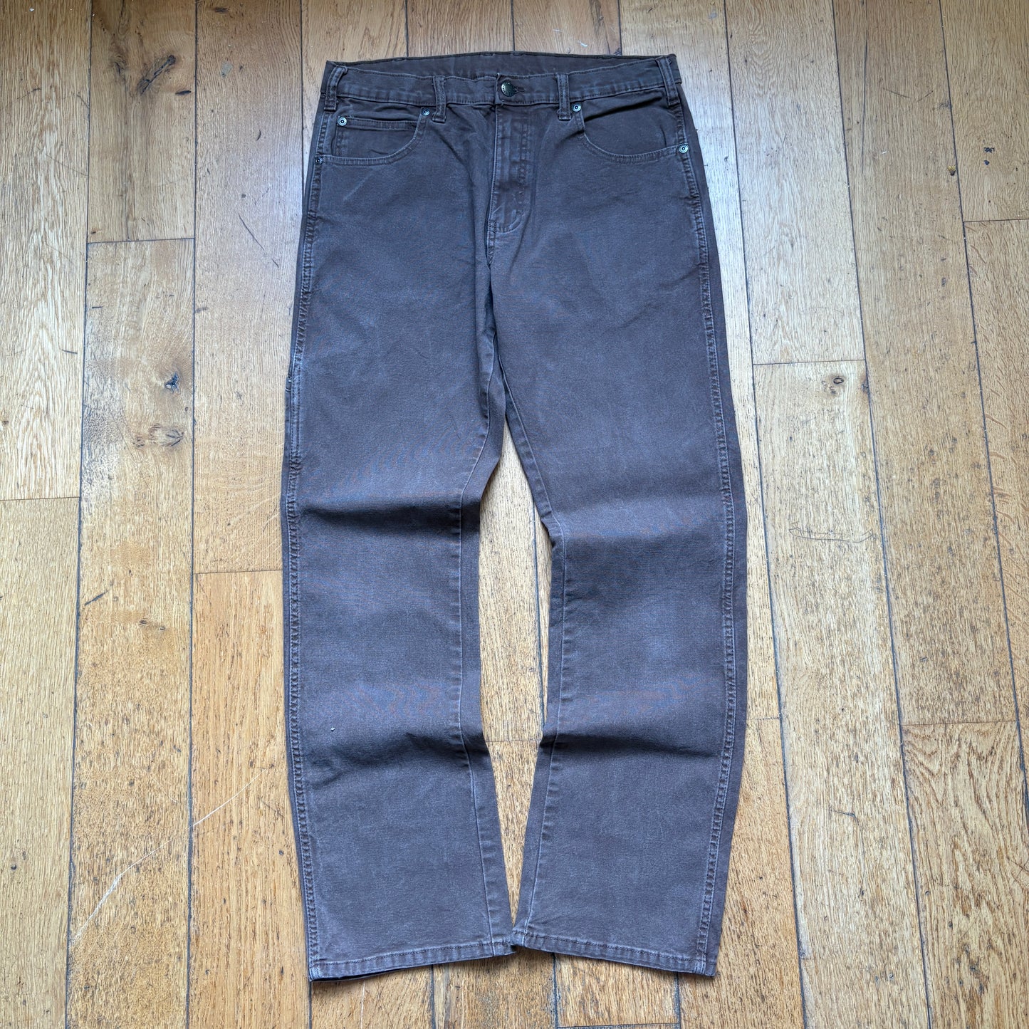 Vintage Dickies Workwear Carpenter Brown Baggy Trousers - 32