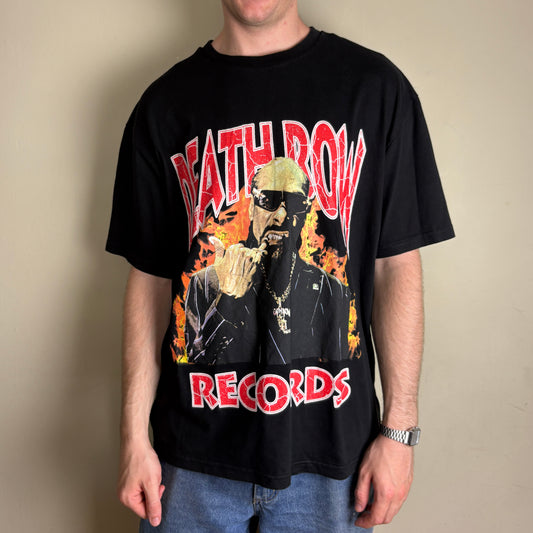 Vintage Snoop Dog Black Death Row Records Rap Tee Graphic T-Shirt -