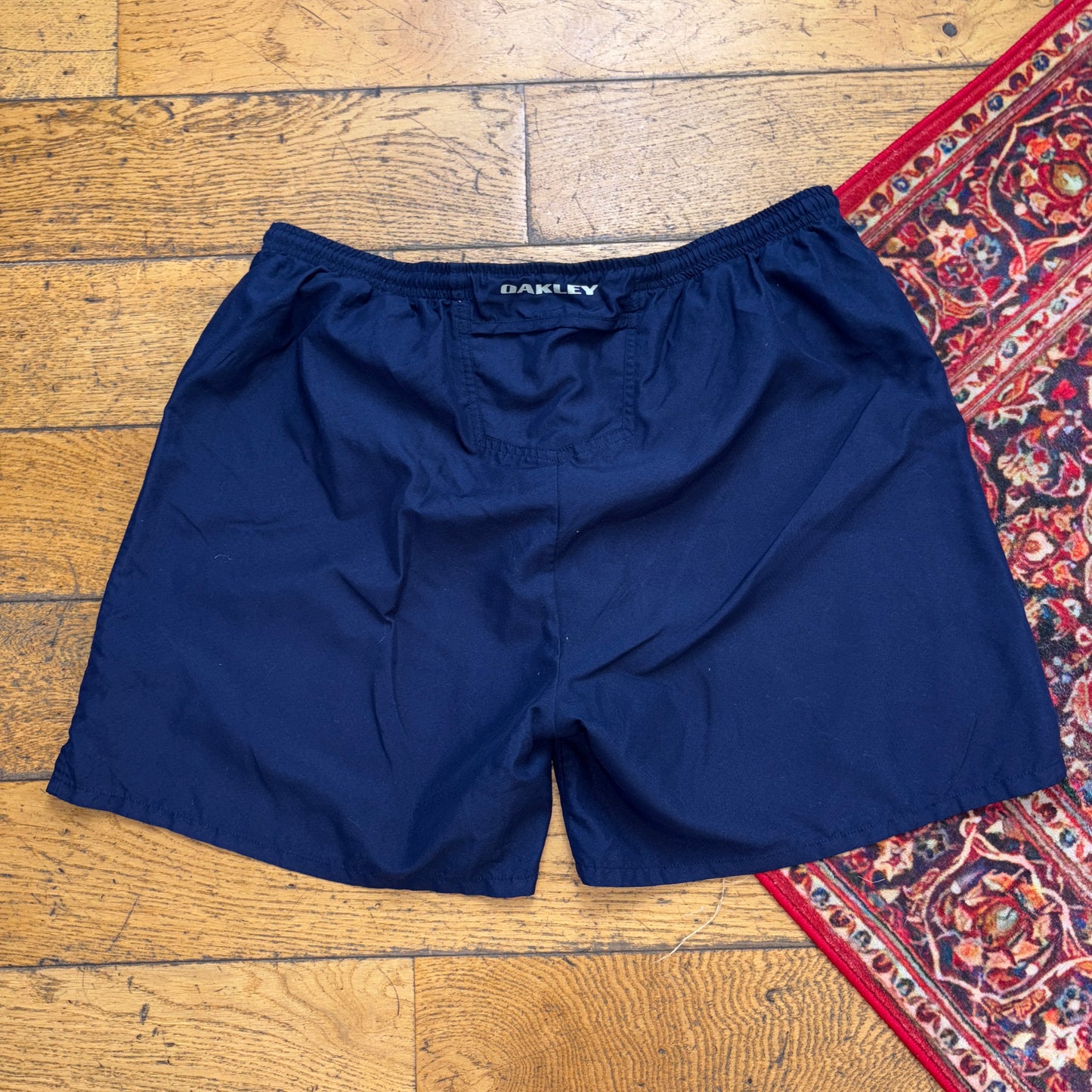 Vintage Oakley Navy Blue Swimming Surfwear Board Trunks Baggy Shorts Jorts - M