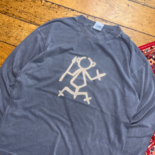 Vintage Grey Graphic Long Sleeve T-Shirt - M