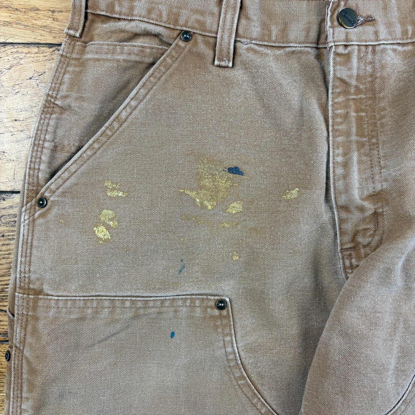 Vintage Carhartt Brown Double Knee Workwear Carpenter Baggy Trousers - 33