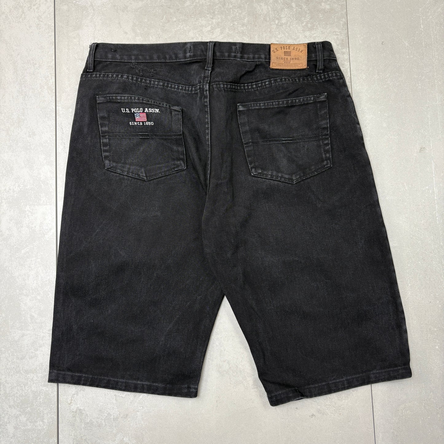 Vintage US Polo ASSN Embroidered Hip Hop Black Baggy Shorts Jorts - 40
