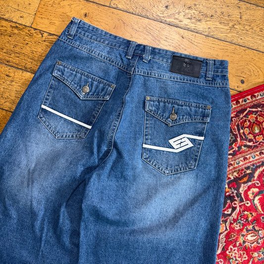 Vintage Enyce Embroidered Blue Hip Hop Baggy Shorts Jorts - 36