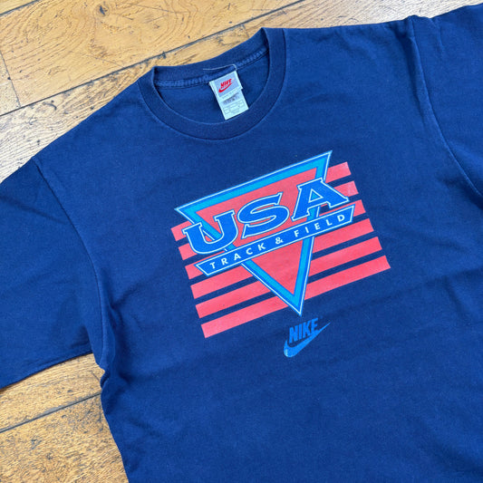 Vintage 90s Nike Navy Single Stitch Graphic T-Shirt - M