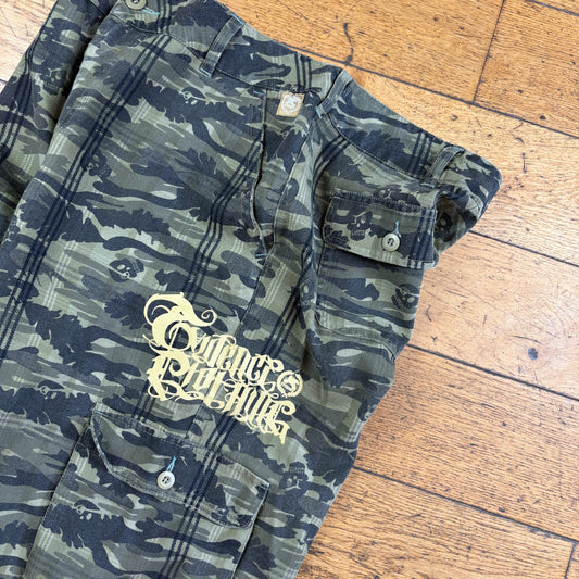 Vintage Evidence Green Camo Hip Hop Baggy Shorts Jorts - 38