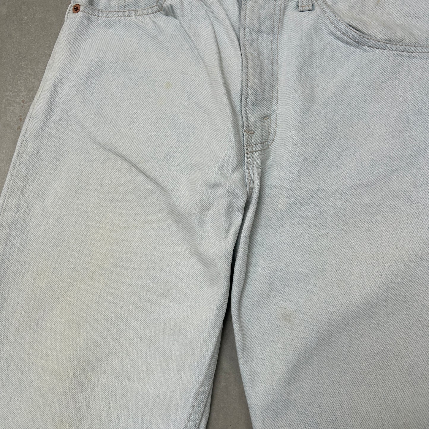 Vintage Levis 505 Orange Tab Blue White Straight Denim Shorts - 30