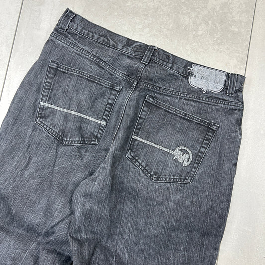 Vintage Mecca Embroidered Hip Hop Black Baggy Jeans - 40