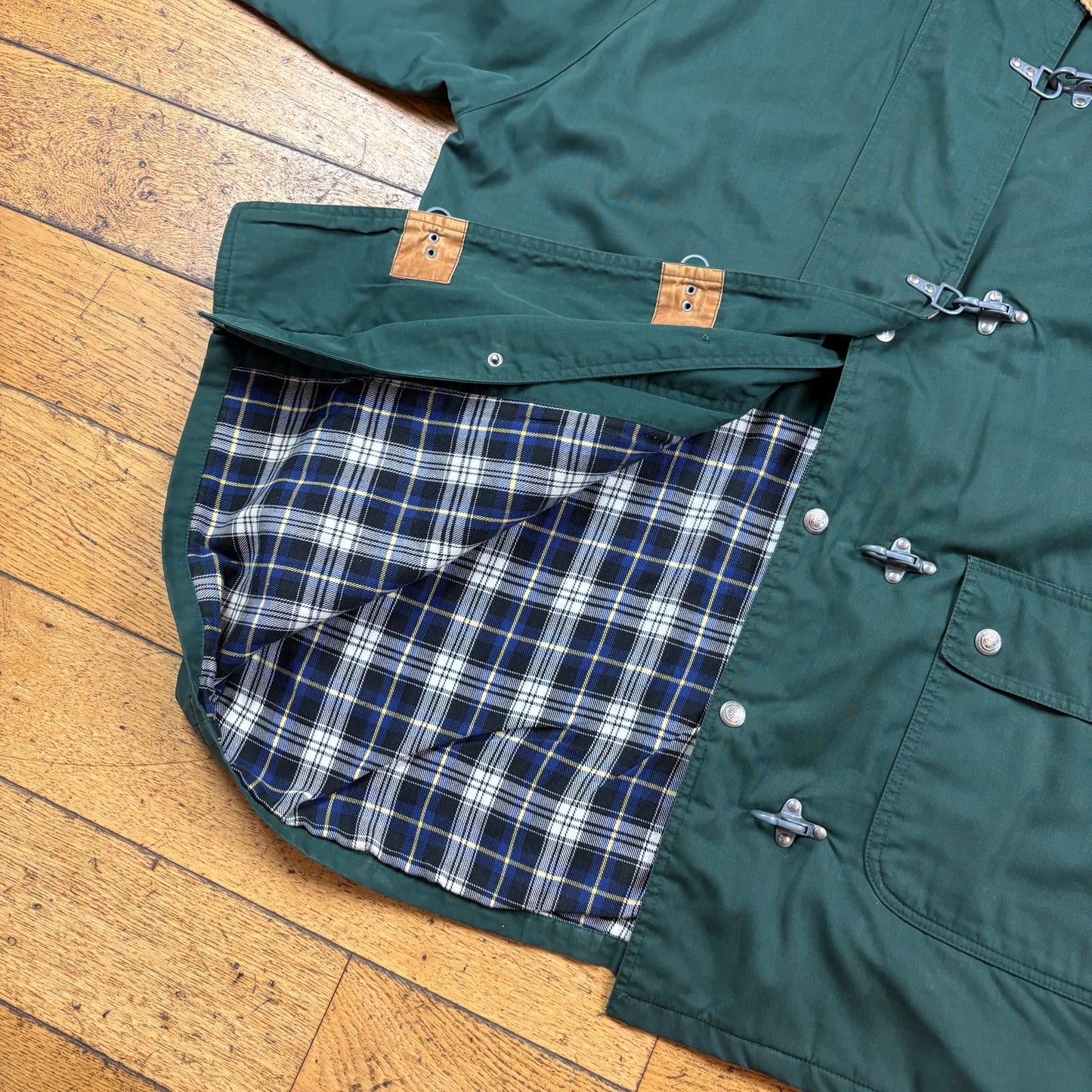 Vintage Green Fireman Clasp Trench Chore Parka Coat Jacket - XL