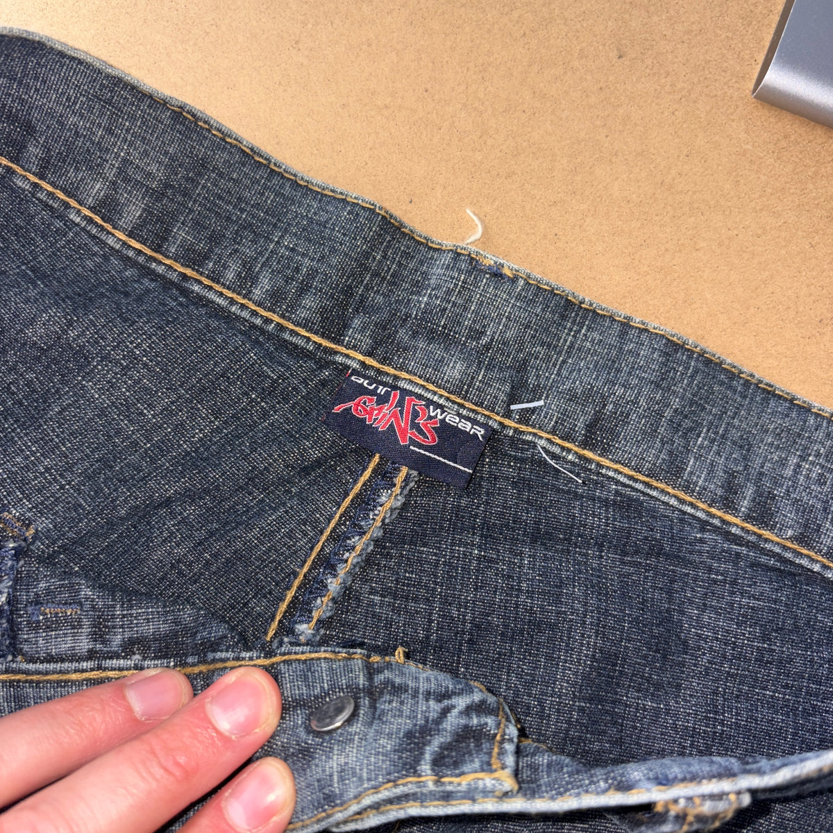 Embroidered Blue Japanese Denim Hip Hop Y2K Baggy Jeans - 38L