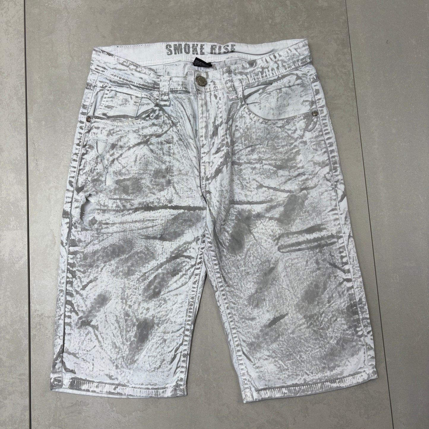 Vintage White Hip Hop Baggy Shorts Jorts - 32