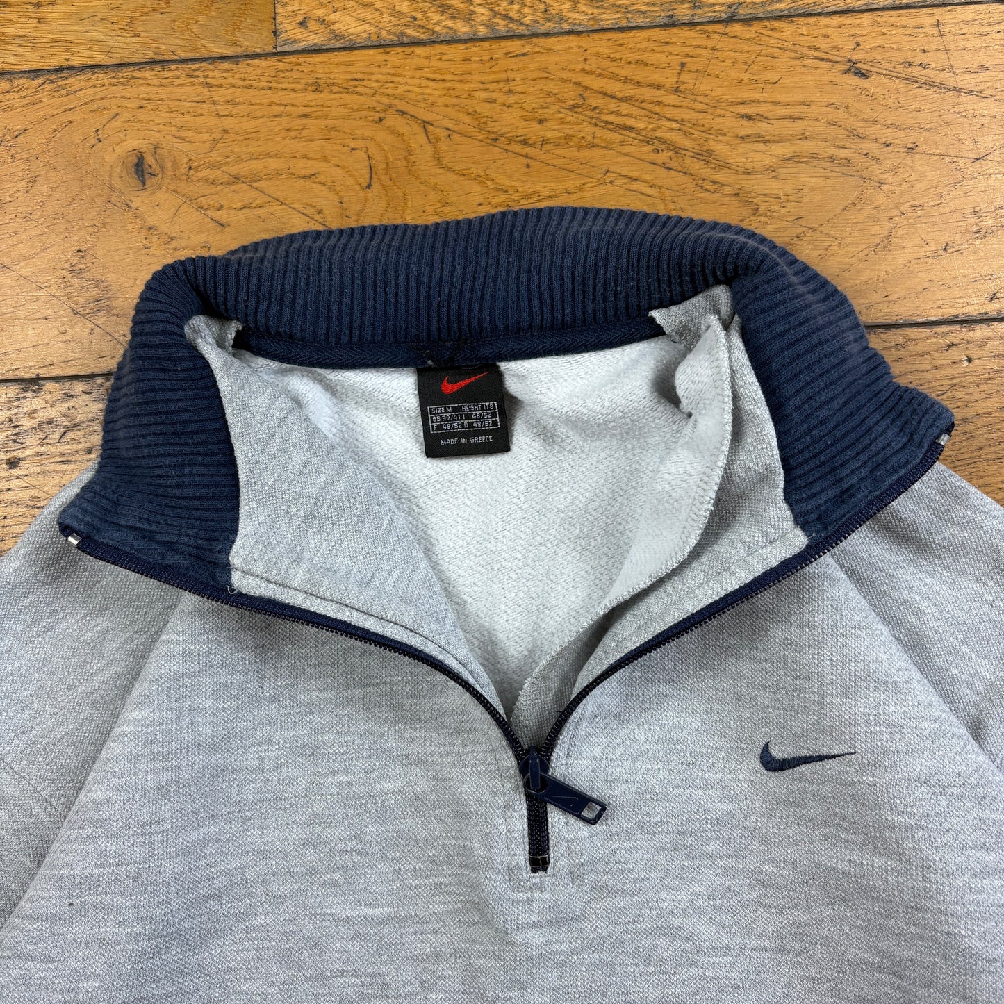 Vintage Nike Grey Swoosh Zip Embroidered Sweatshirt - M