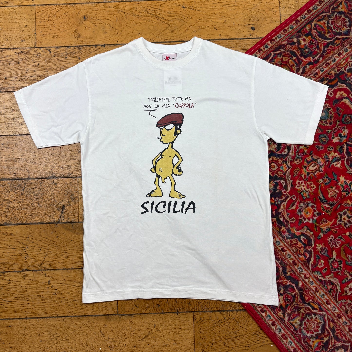 Vintage Funny Rude White Graphic T-Shirt - S