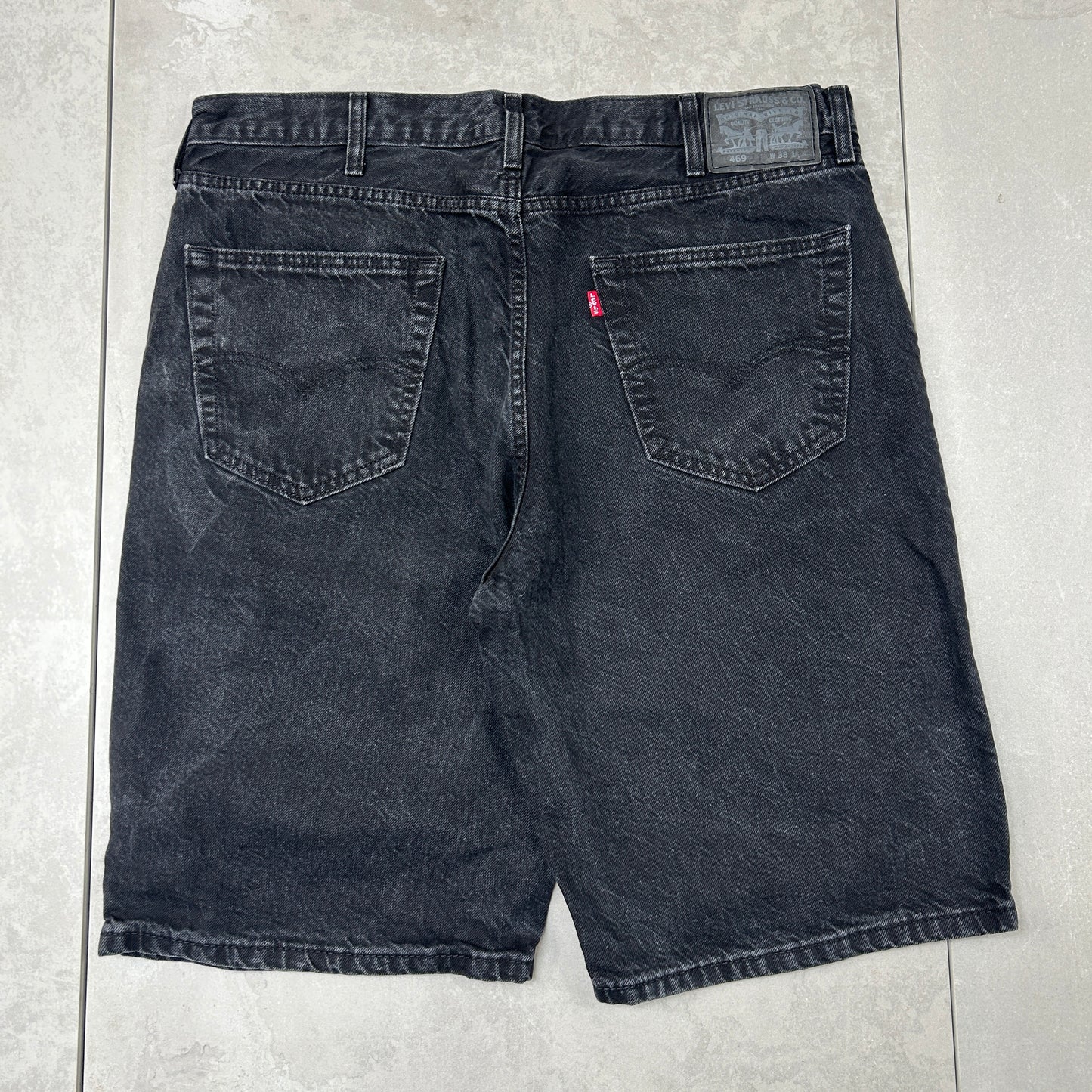 Vintage Levis 469 Black Baggy Denim Shorts - 38