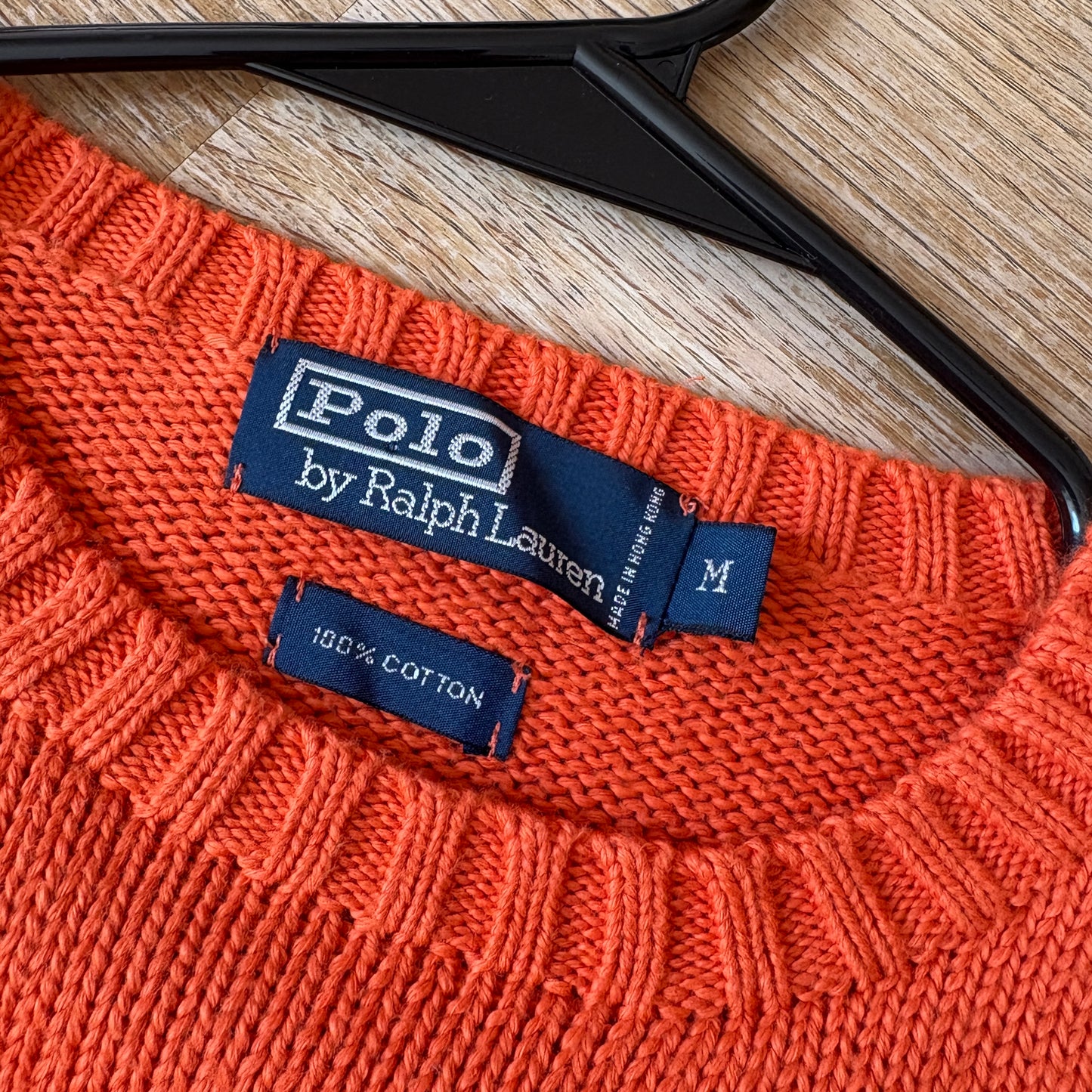 Vintage Ralph Lauren Orange Crewneck Chunky Knit Jumper - M