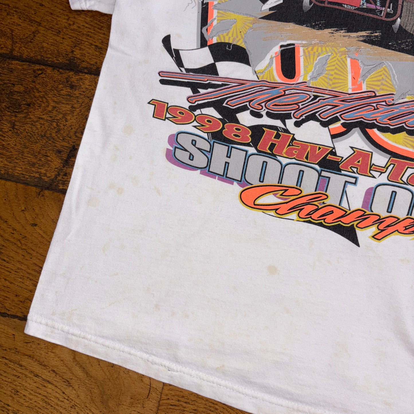 Vintage 1998 White Nascar Racing Car Cropped Single Stitch Graphic T-Shirt - XS