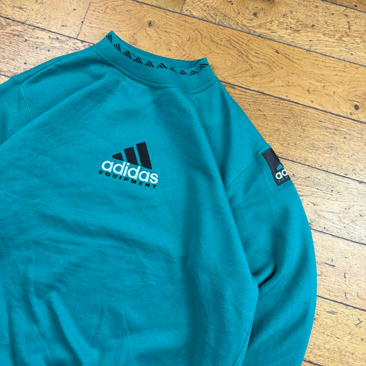 Vintage Adidas Equipment Green Embroidered Sweatshirt - XXL