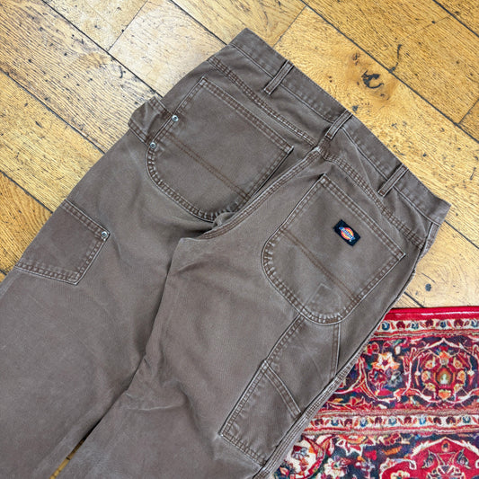 Vintage Dickies Brown Workwear Carpenter Baggy Trousers - 32