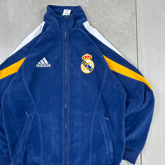 Vintage 90s Real Madrid Adidas Embroidered Blue Fleece - S