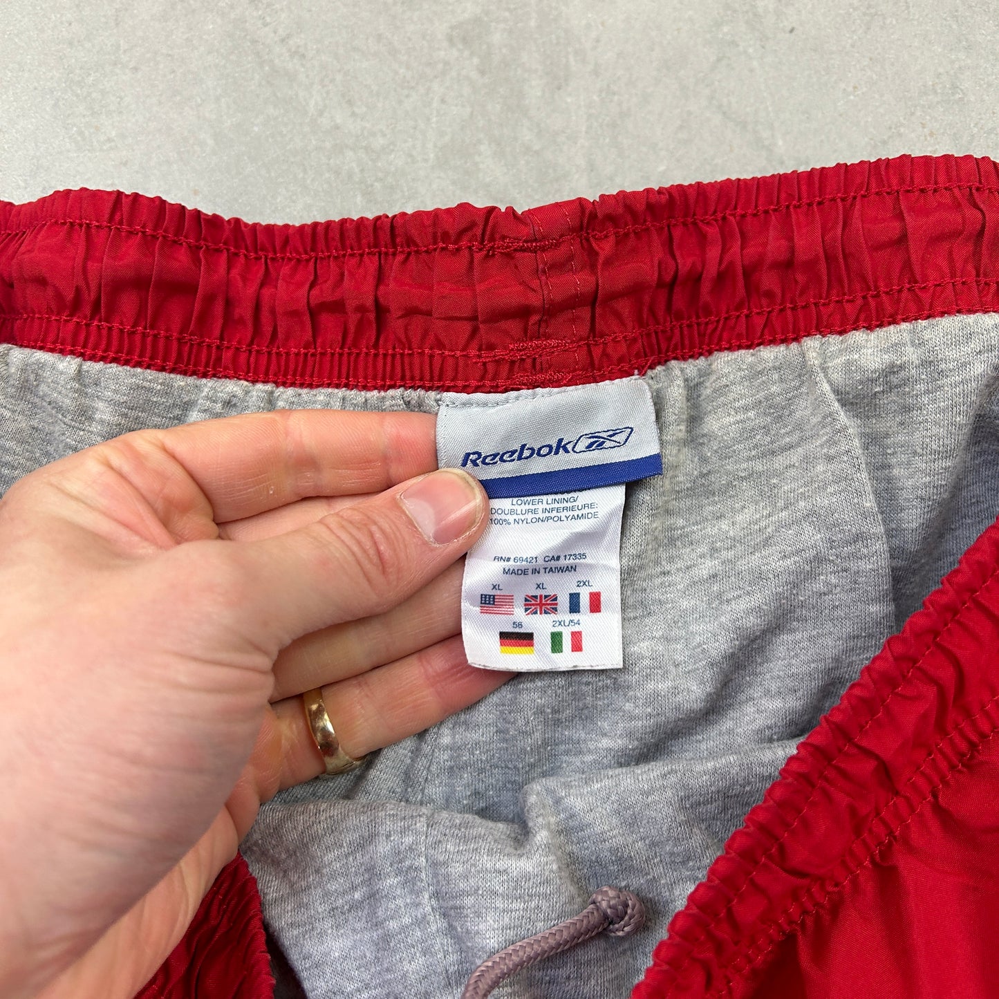 Vintage Reebok Red Baggy Tracksuit Sweatpants Track Pants Bottoms - XL