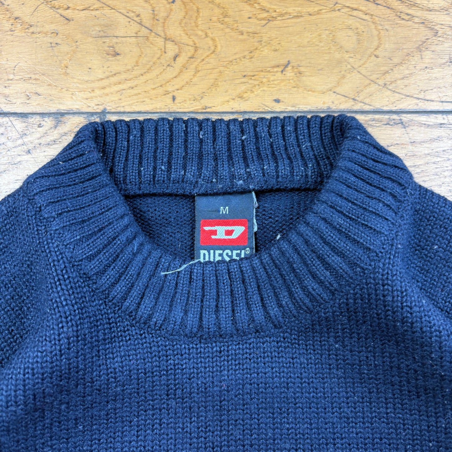 Vintage Diesel Navy Knit Jumper Sweatshirt - M
