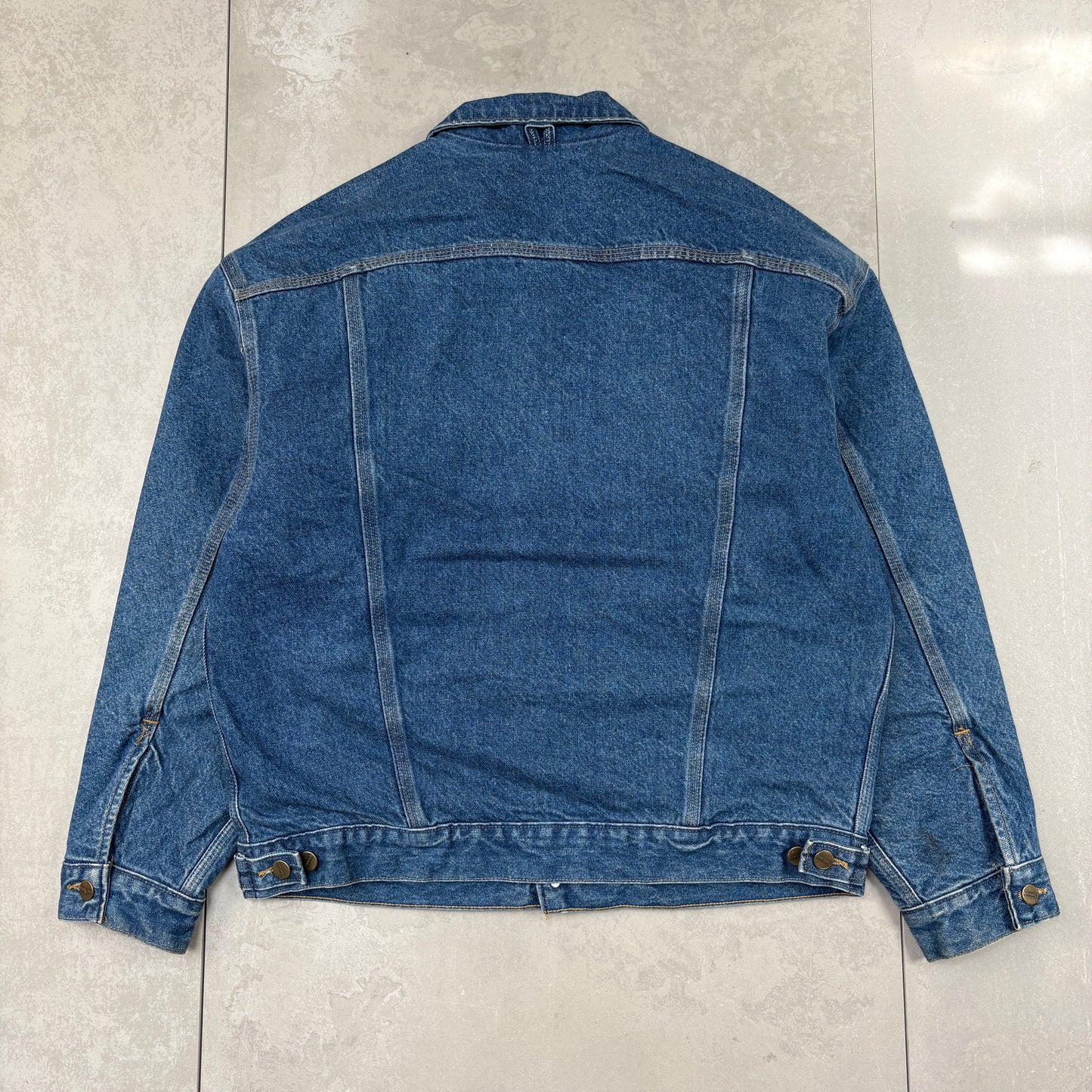 Vintage Carhartt Blue Denim Detroit Trucker Workwear Jacket - L