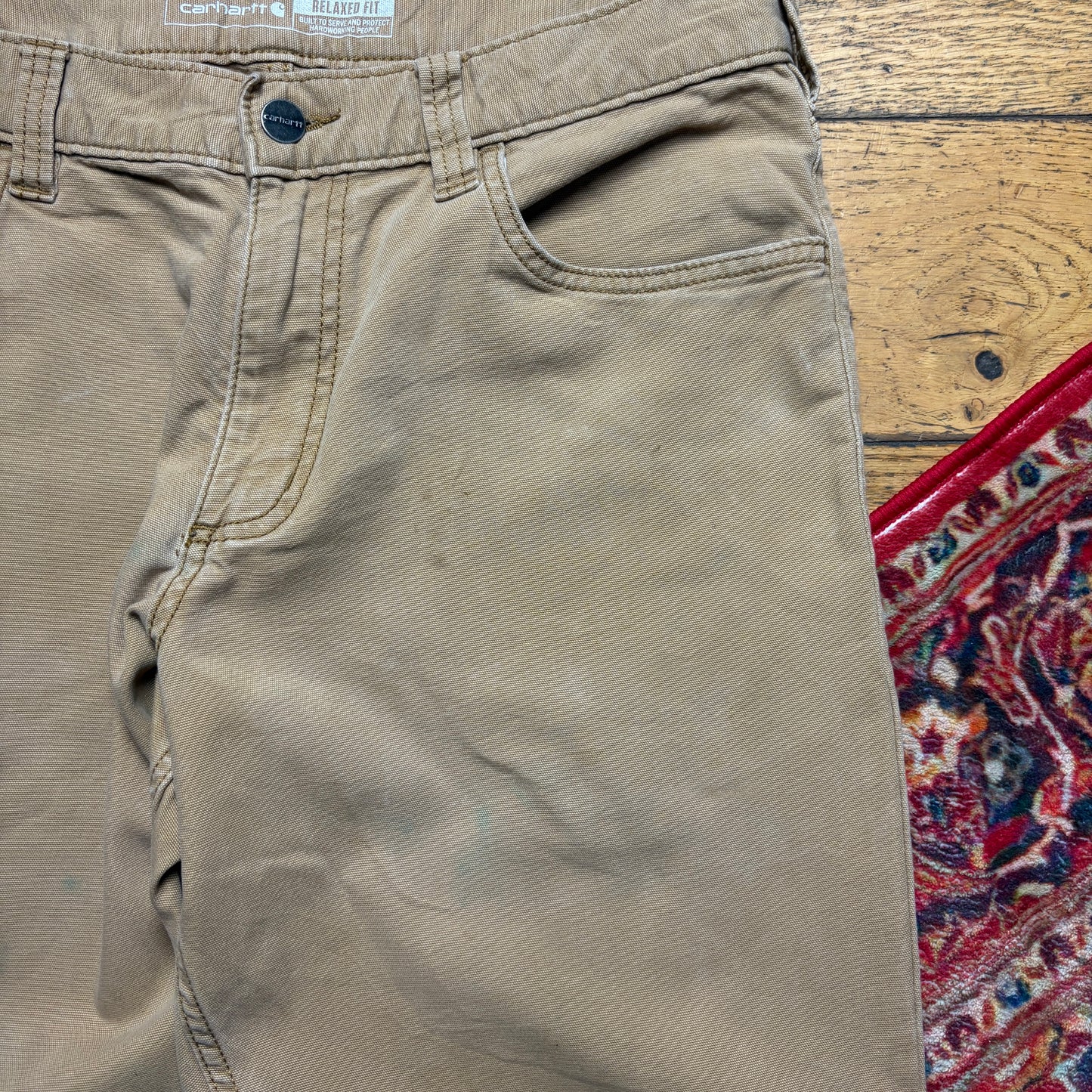 Vintage Carhartt Workwear Carpenter Cream Baggy Trousers - 33S