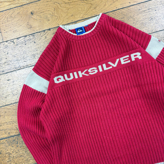Vintage Quiksilver Surfwear Knit Red Sweatshirt - S