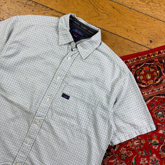 Vintage Tommy Hilfiger Blue Check Short Sleeve Embroidered Shirt - M