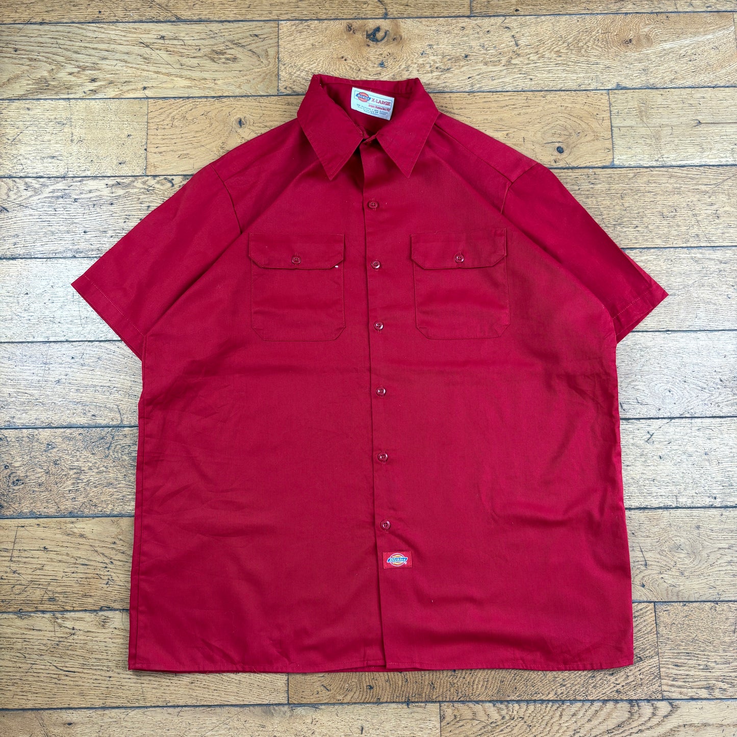 Vintage Dickies Red Short Sleeve Workwear Shirt - XL