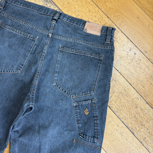 Vintage Rocawear Embroidered Hip Hop Black Baggy Shorts Jorts - 38