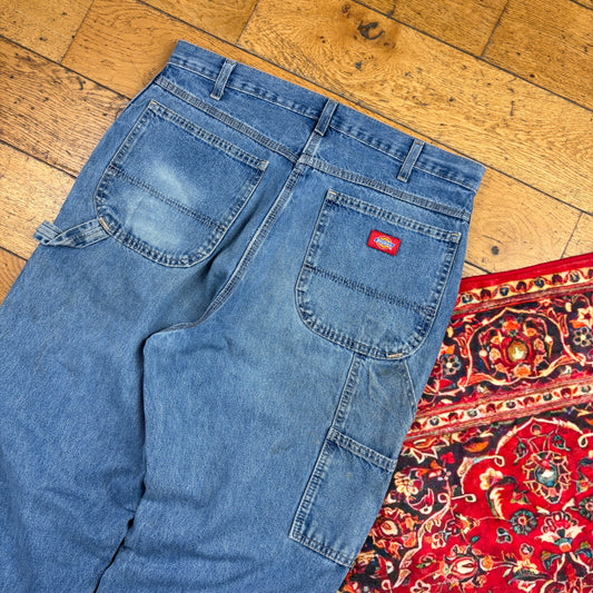 Vintage Dickies Blue Workwear Carpenter Baggy Jeans - 34