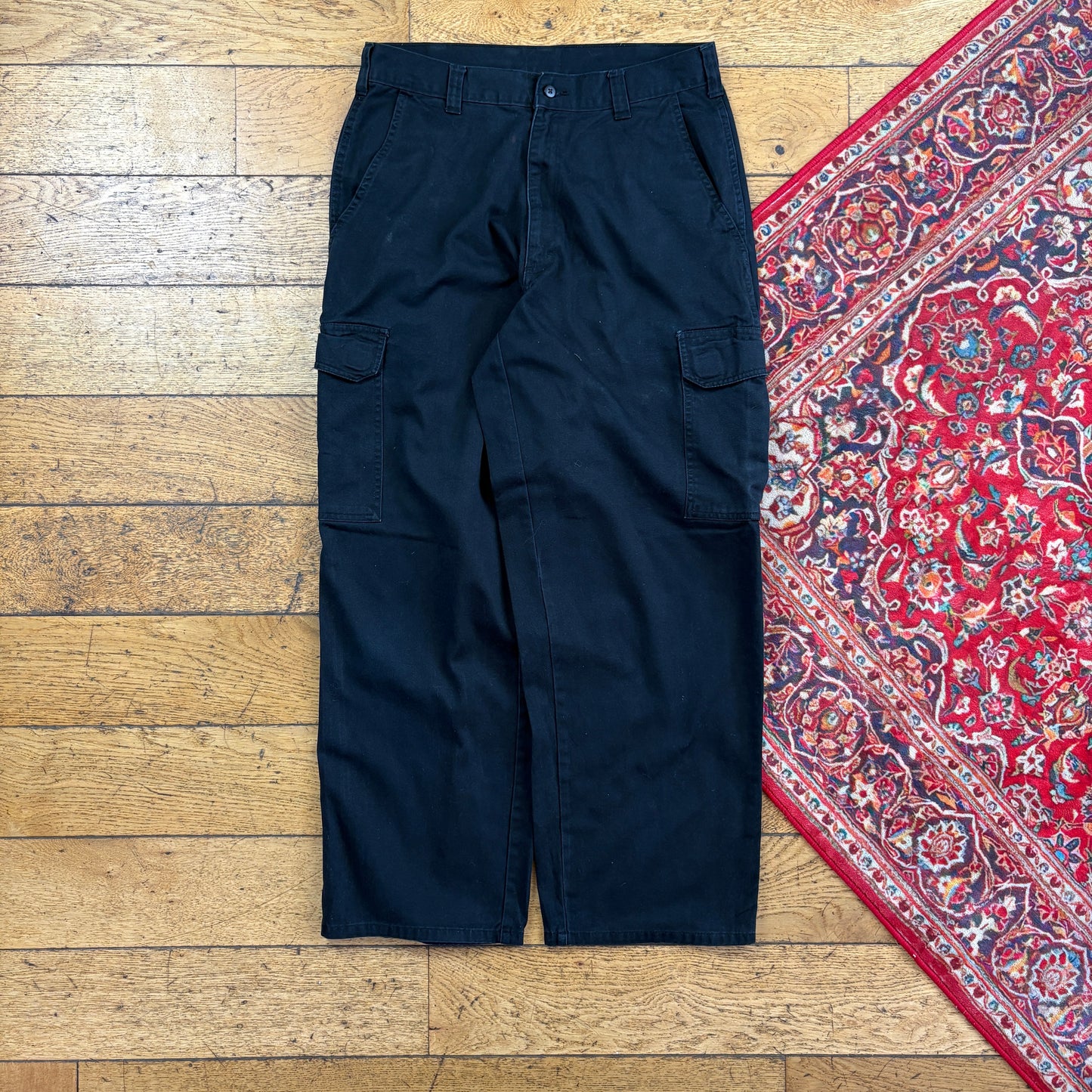 Vintage Dickies 874 Black Baggy Cargo Skate Trousers - 32