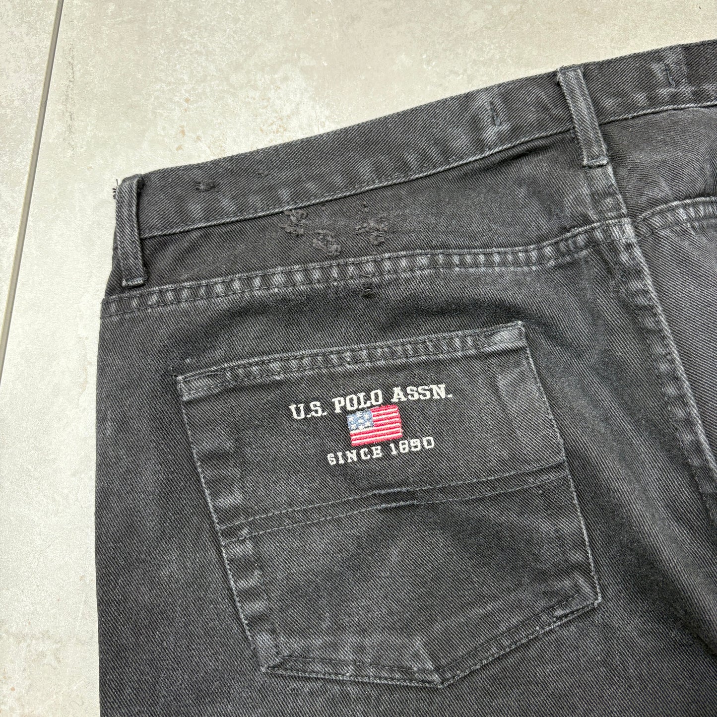 Vintage US Polo ASSN Embroidered Hip Hop Black Baggy Shorts Jorts - 40