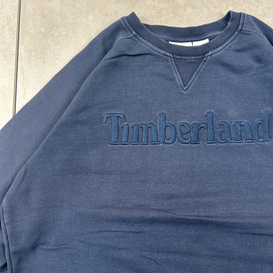 Vintage Timberland Spellout Embroidered Navy Sweatshirt - L
